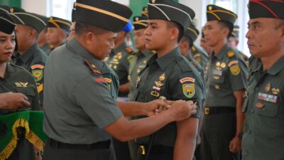 Pimpin Acara Laporan Korps Kenaikan Pangkat Danrem 043/Gatam Harapkan Prajurit Tingkatkan Motivasi dan Prestasi Kerja