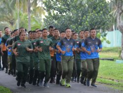 Jaga Soliditas Dan Kebugaran Tubuh Prajurit dan PNS Korem 043/Gatam Olahraga Bersama